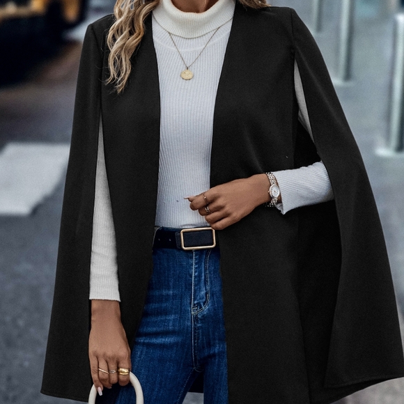 Open Front Cape Blazer - Picture 3 of 4